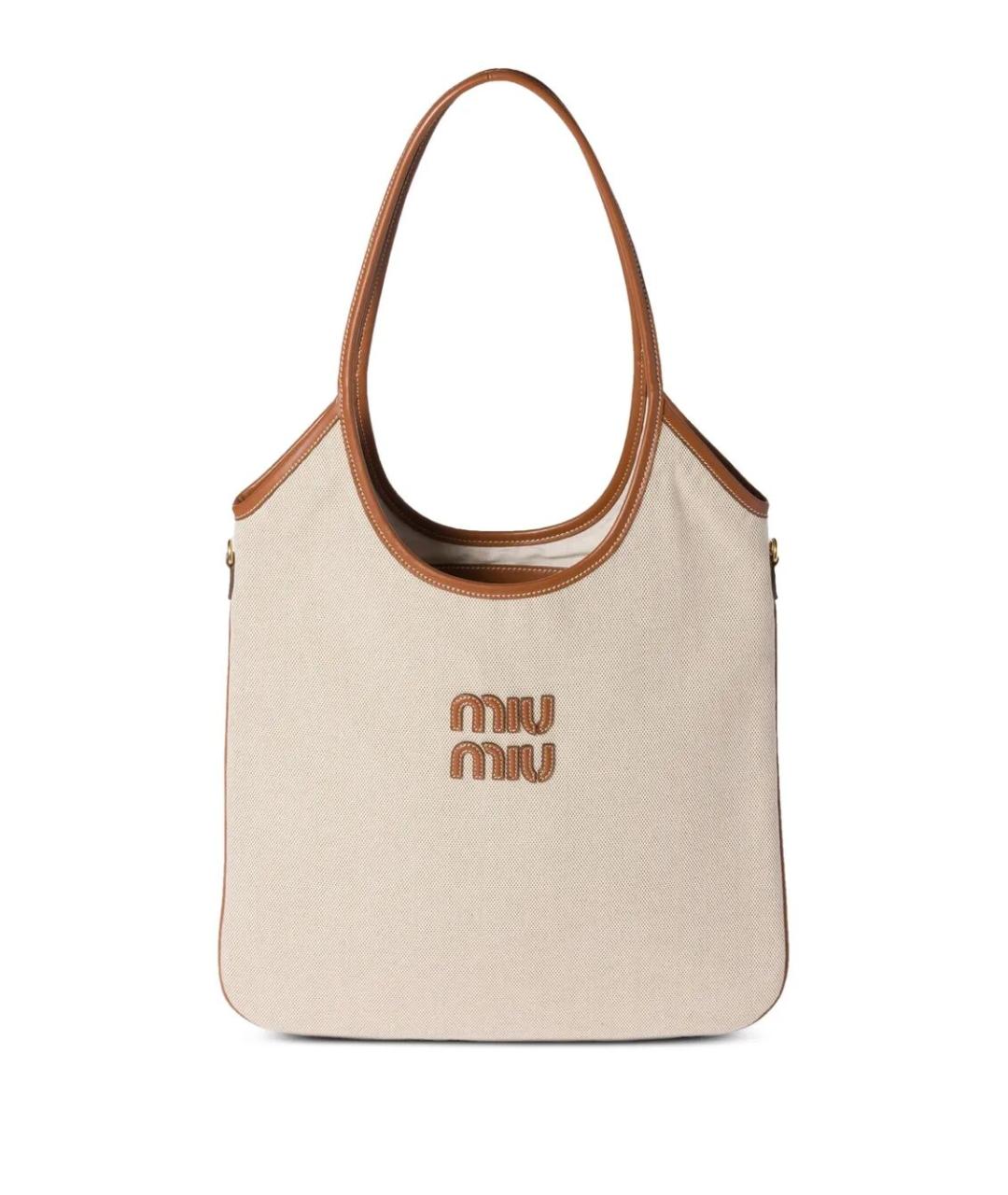 MIU MIU Бежевая хлопковая сумка тоут, фото 1