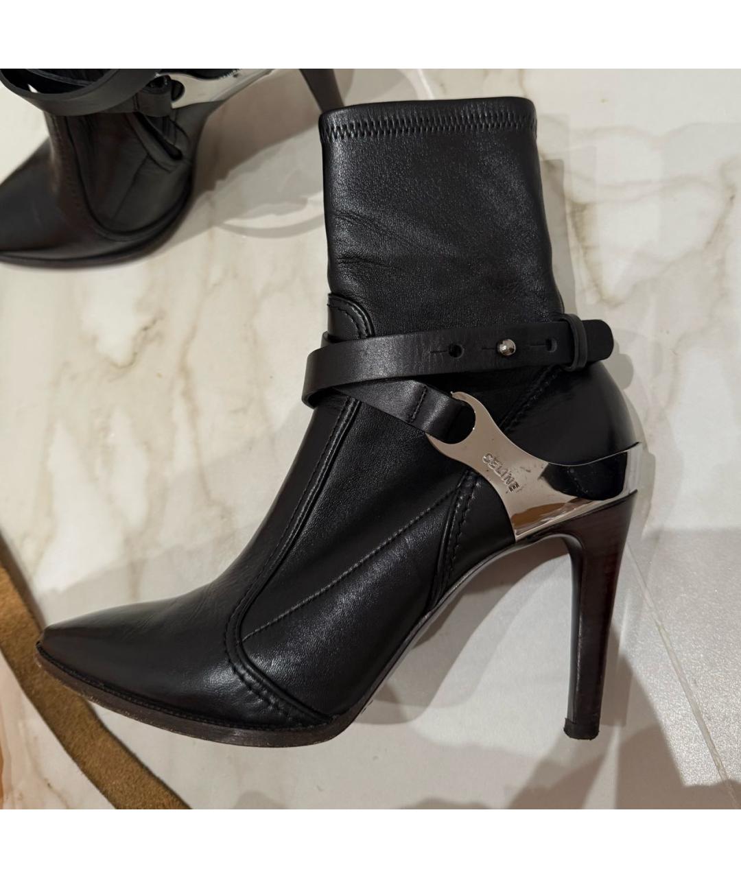 CELINE Черные кожаные ботильоны, фото 5