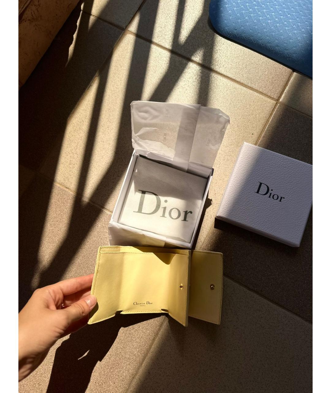 CHRISTIAN DIOR Желтый кожаный кошелек, фото 3