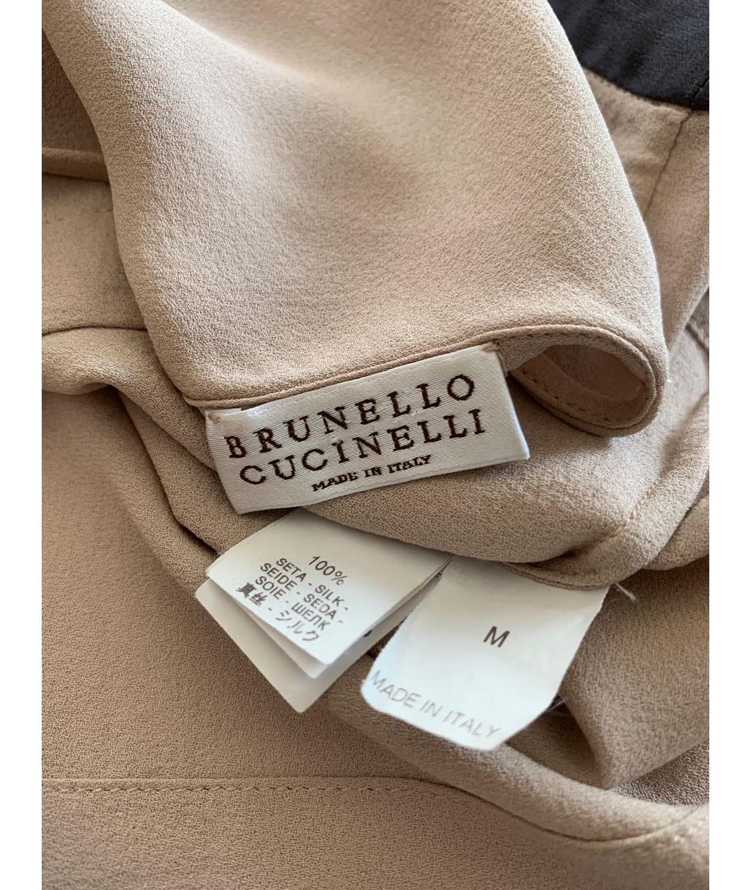 BRUNELLO CUCINELLI Бежевая шелковая блузы, фото 5