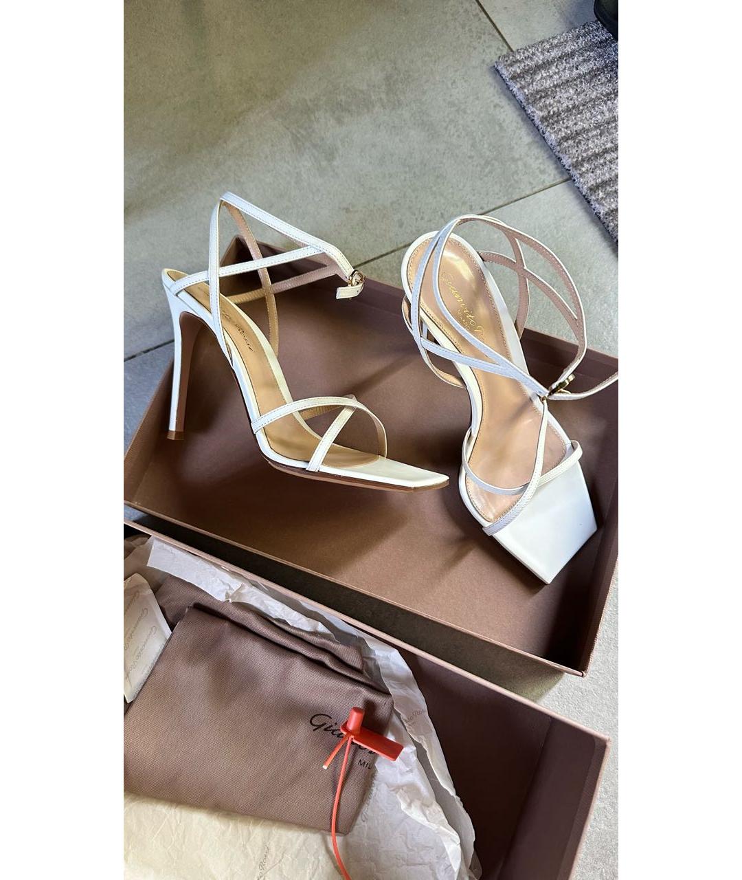 GIANVITO ROSSI Белые кожаные босоножки, фото 7