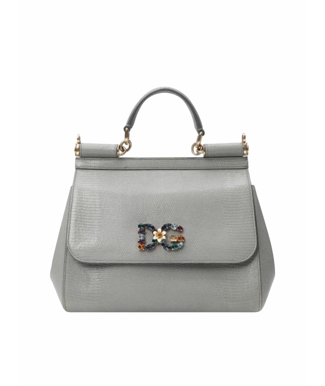 DOLCE&GABBANA Серая кожаная сумка с короткими ручками, фото 1