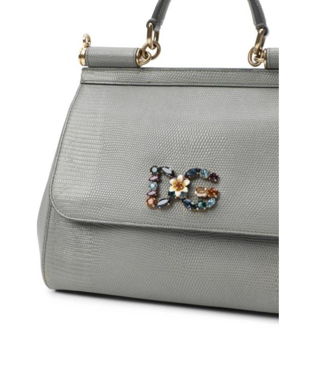 DOLCE&GABBANA Серая кожаная сумка с короткими ручками, фото 2