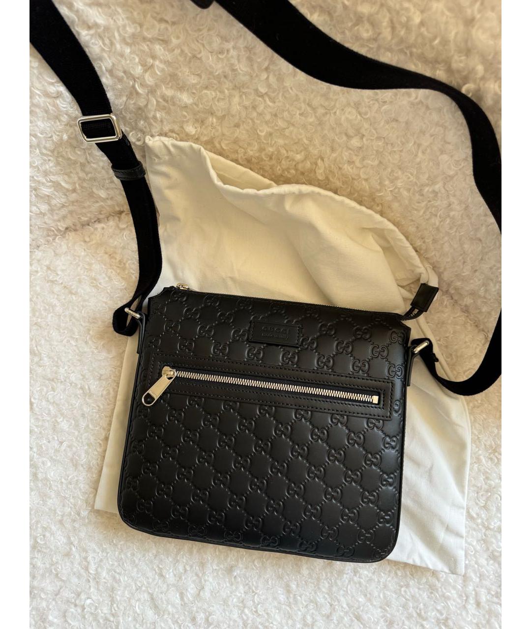 GUCCI Черная кожаная сумка на плечо, фото 4