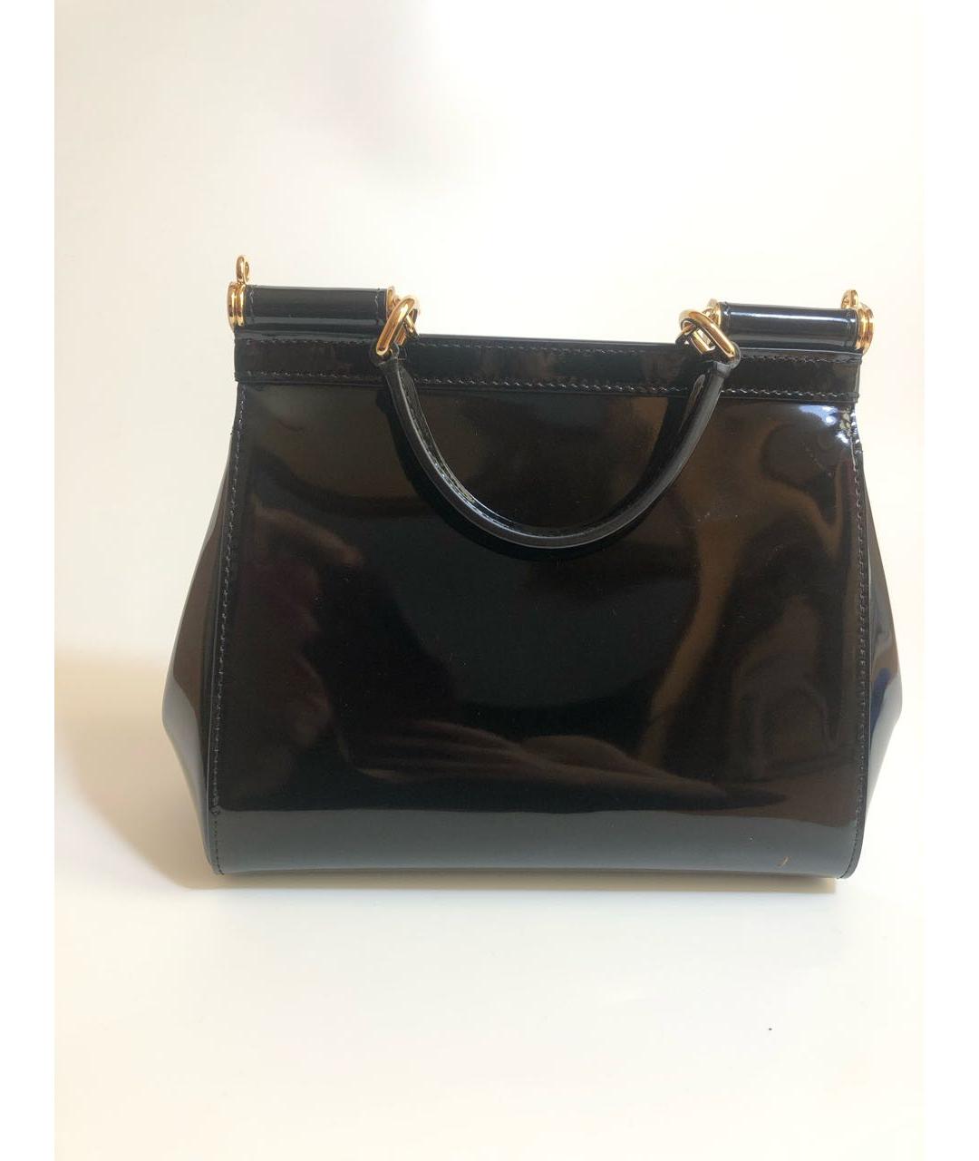 DOLCE&GABBANA Черная сумка через плечо из лакированной кожи, фото 3