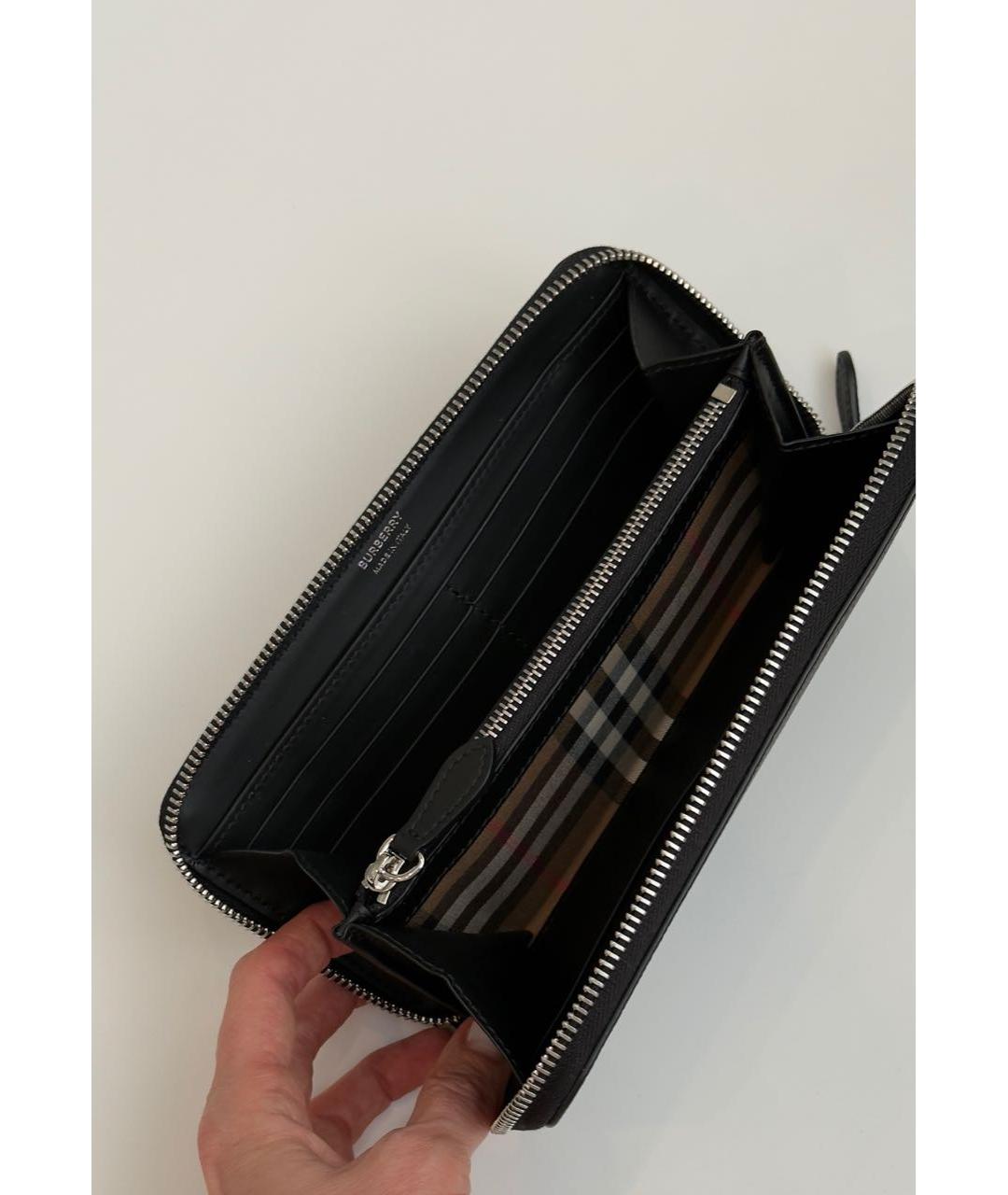BURBERRY Черный кожаный кошелек, фото 3