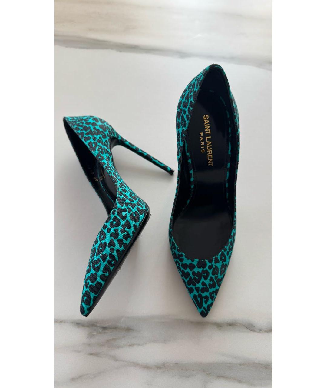 SAINT LAURENT Бирюзовые текстильные туфли, фото 3