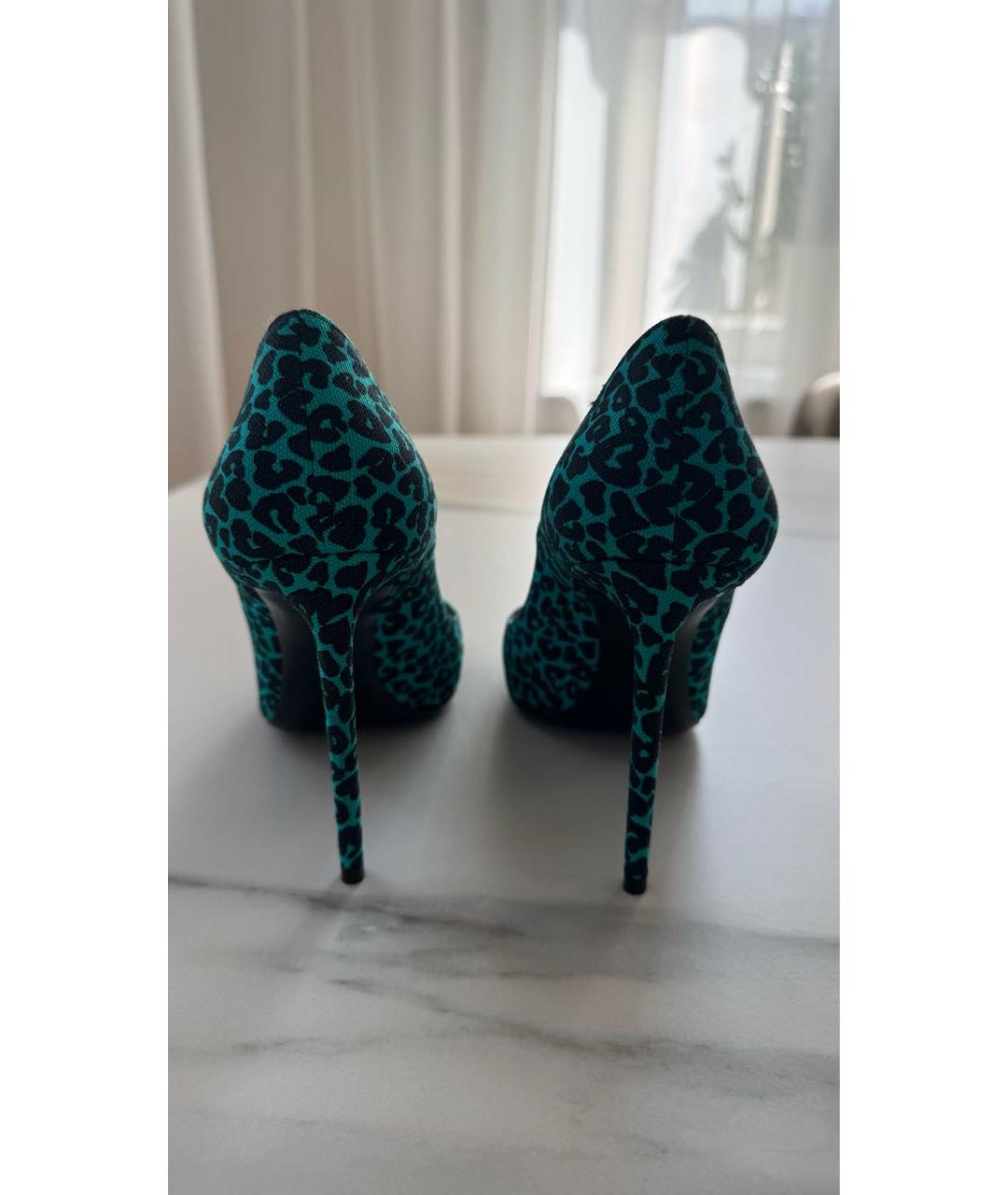 SAINT LAURENT Бирюзовые текстильные туфли, фото 5