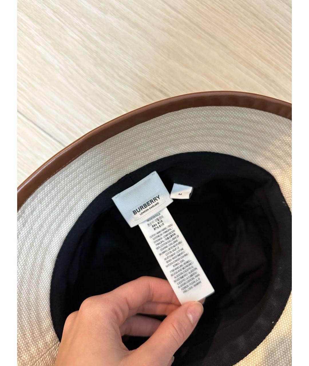 BURBERRY Бежевая кожаная панама, фото 5