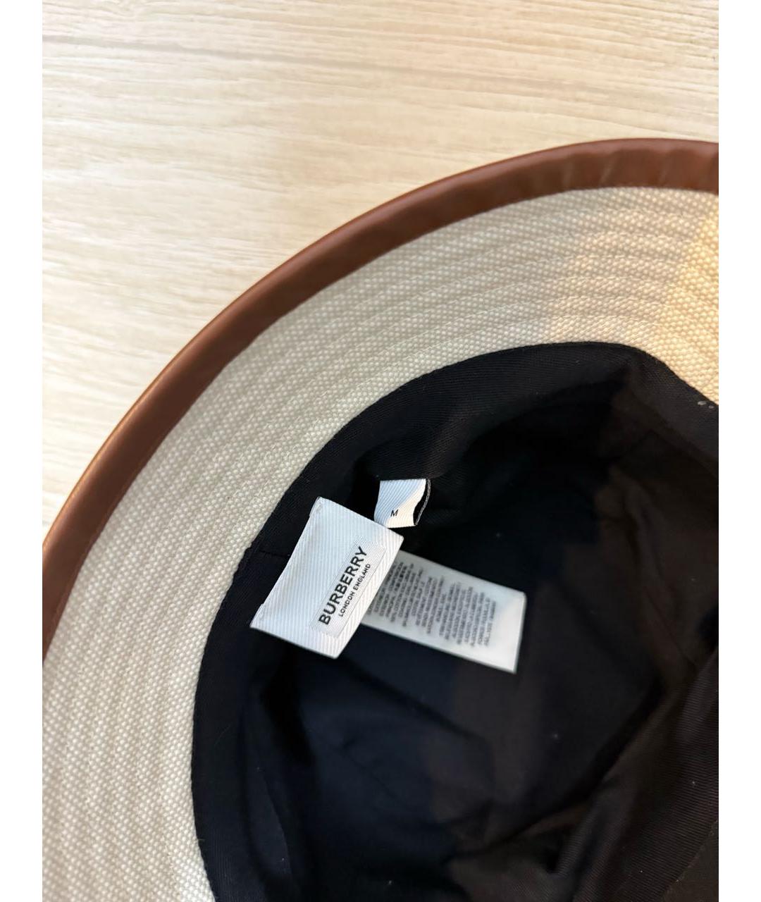 BURBERRY Бежевая кожаная панама, фото 4
