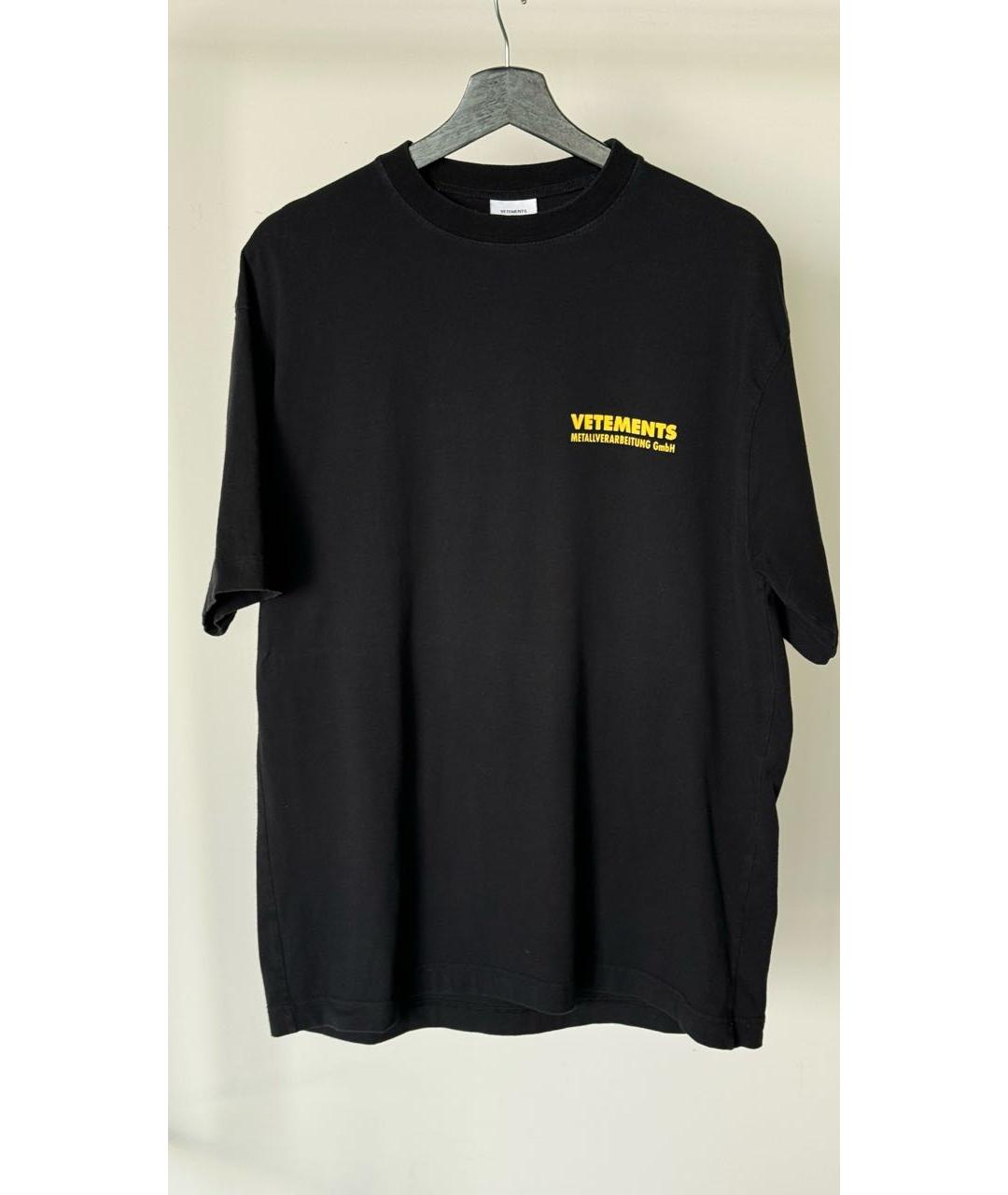 VETEMENTS Черная хлопковая футболка, фото 9