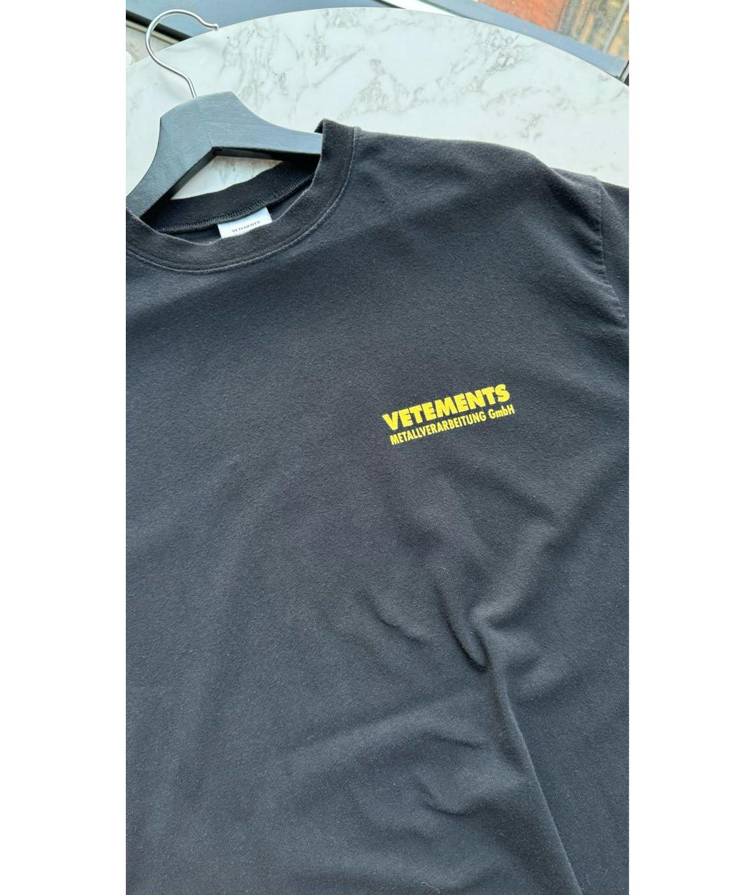 VETEMENTS Черная хлопковая футболка, фото 3