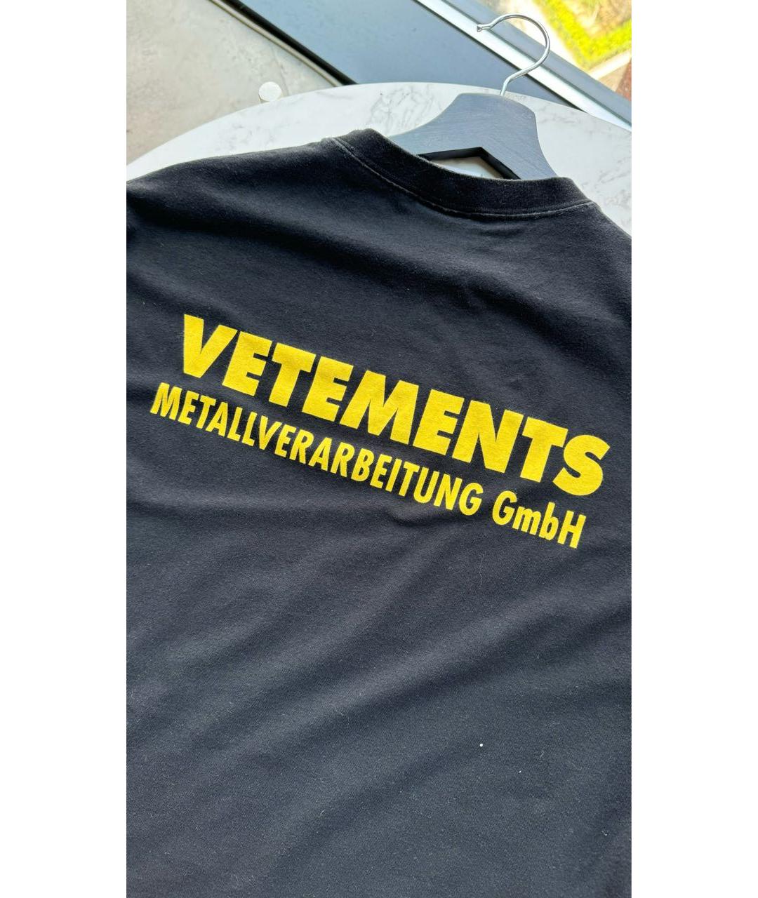 VETEMENTS Черная хлопковая футболка, фото 7