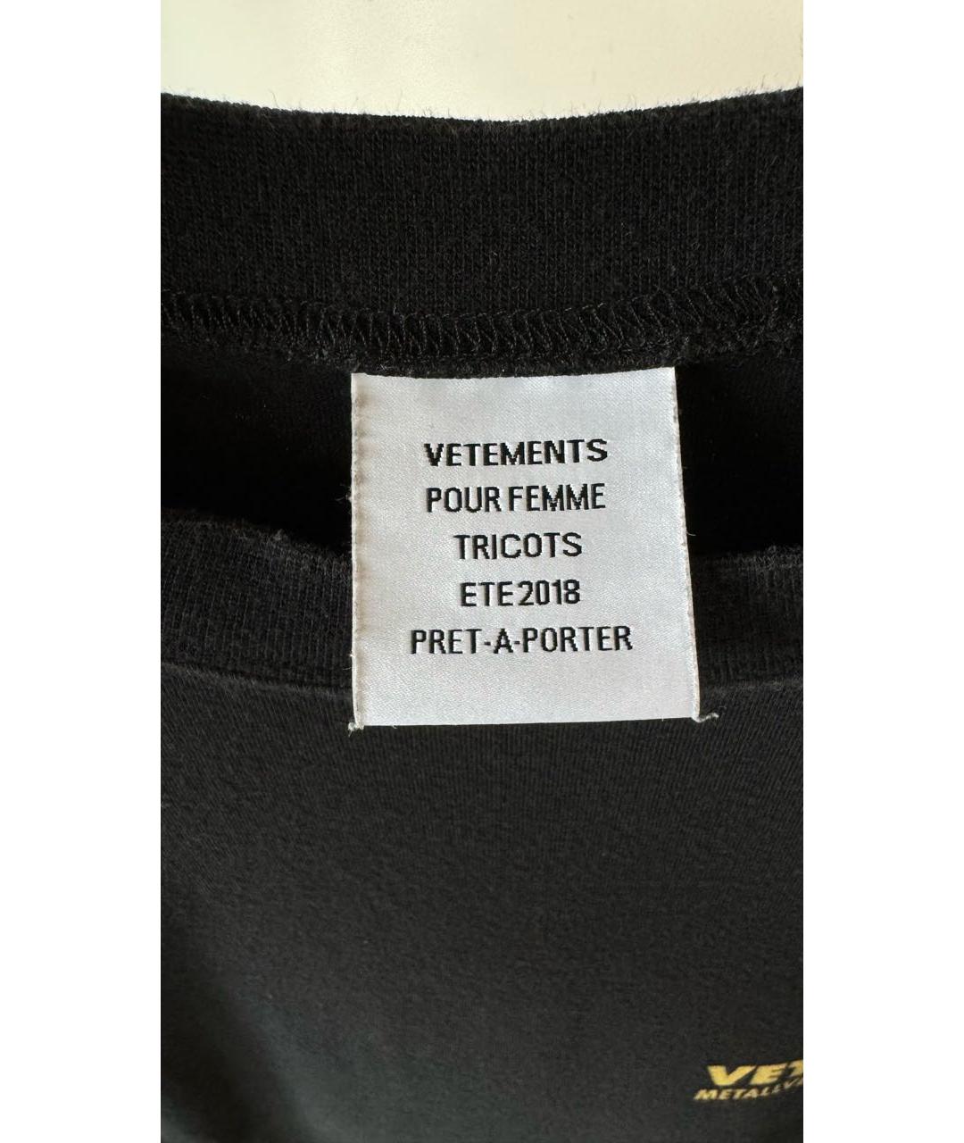 VETEMENTS Черная хлопковая футболка, фото 4