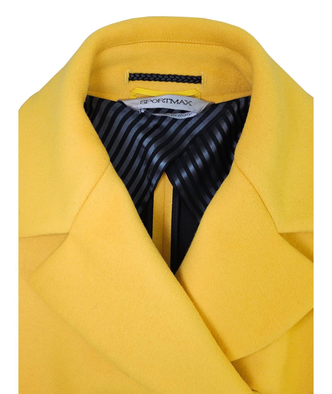 SPORTMAX Желтое шерстяное пальто, фото 6