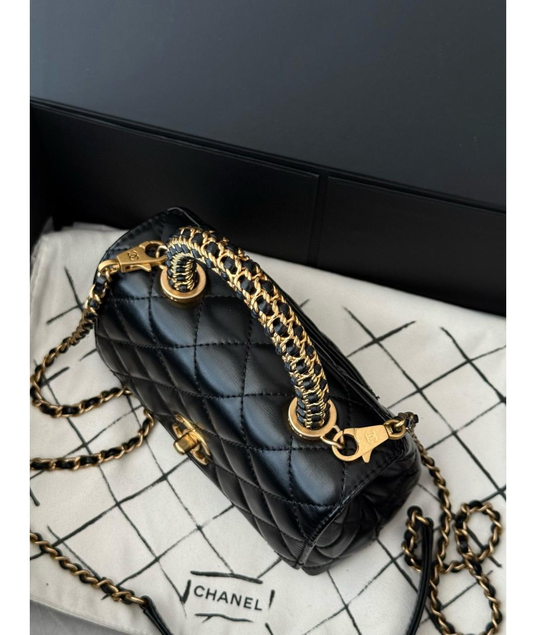 CHANEL Черная кожаная сумка тоут, фото 5