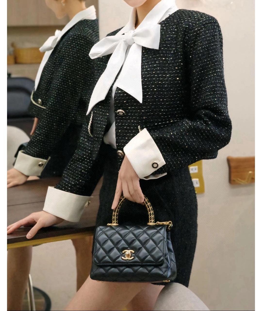 CHANEL Черная кожаная сумка тоут, фото 7