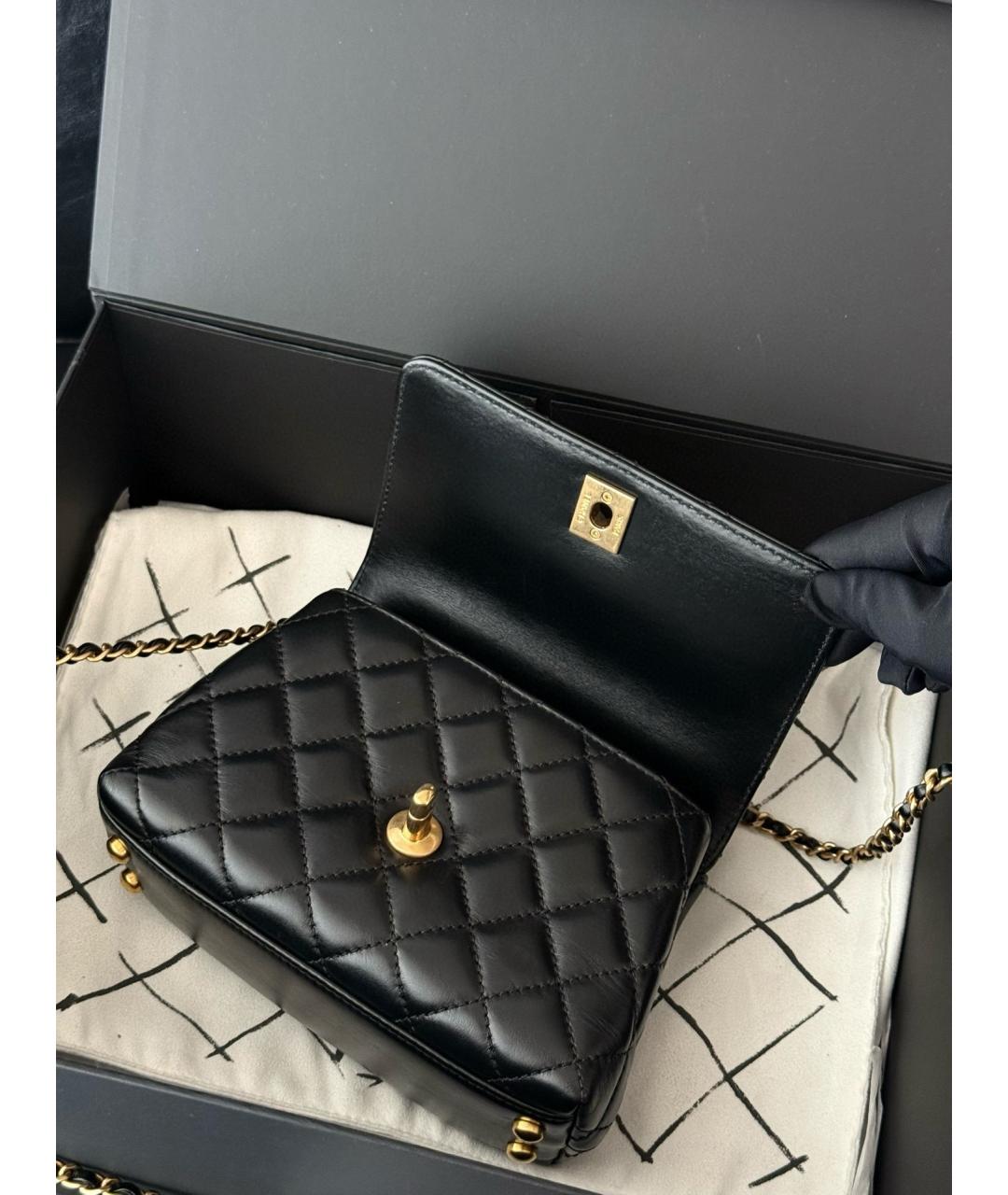 CHANEL Черная кожаная сумка тоут, фото 6