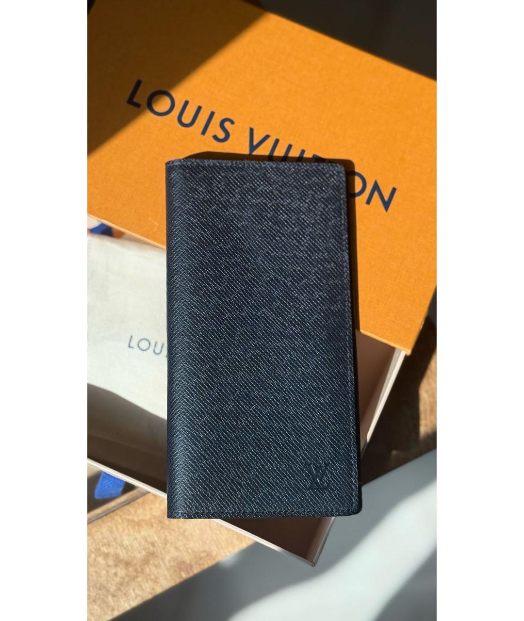 LOUIS VUITTON Черный кожаный кошелек, фото 2