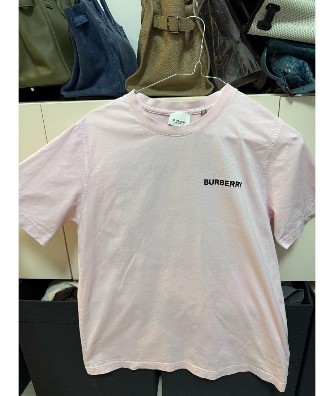 BURBERRY Розовая хлопковая футболка, фото 8