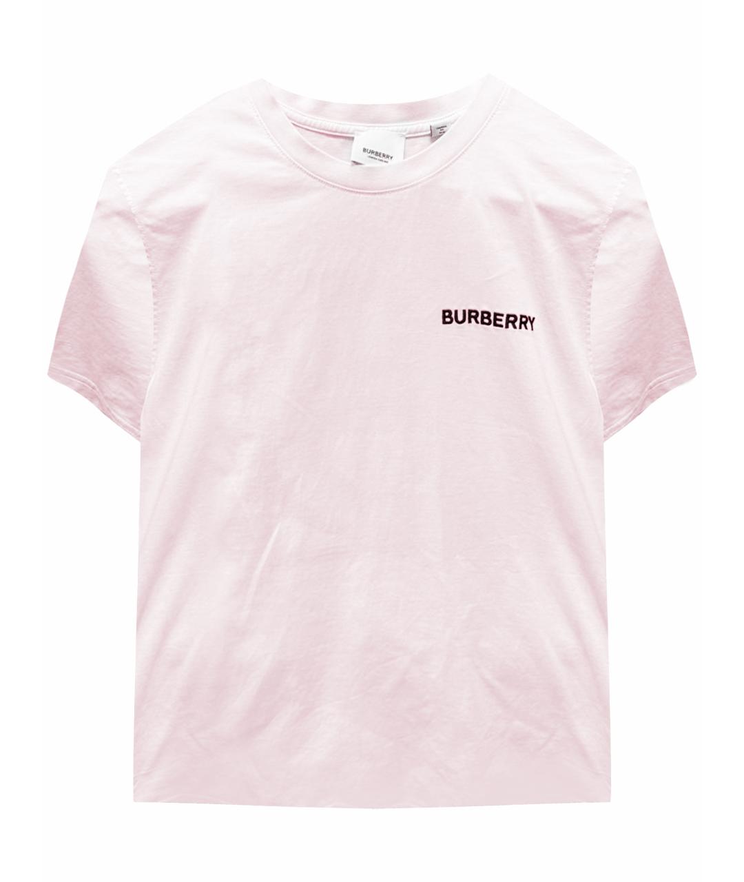 BURBERRY Розовая хлопковая футболка, фото 1