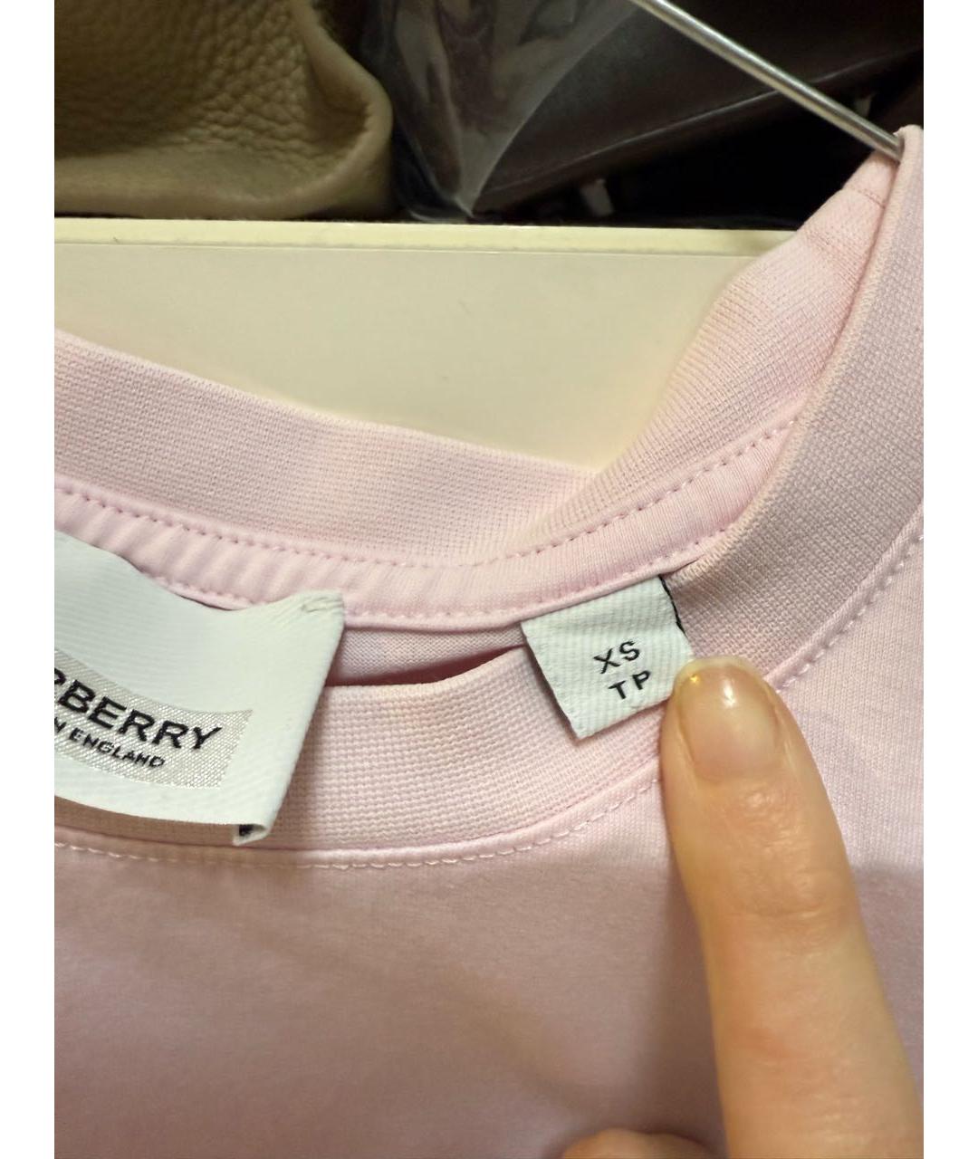 BURBERRY Розовая хлопковая футболка, фото 4