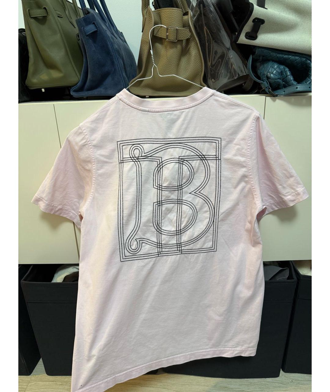BURBERRY Розовая хлопковая футболка, фото 2