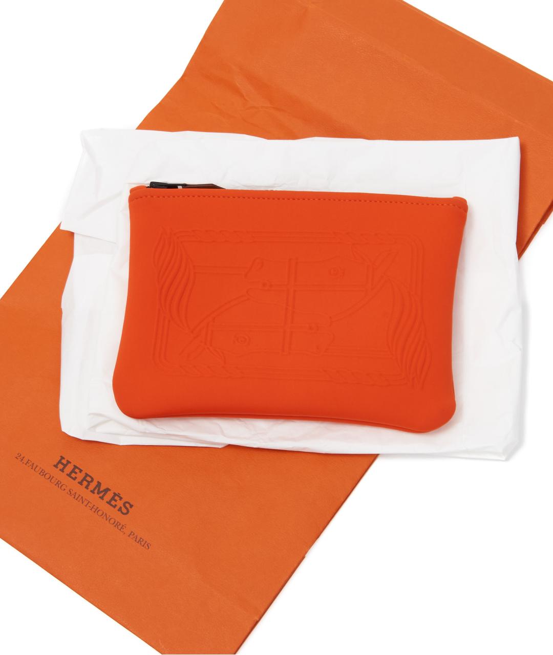 HERMES Оранжевая косметичка, фото 6