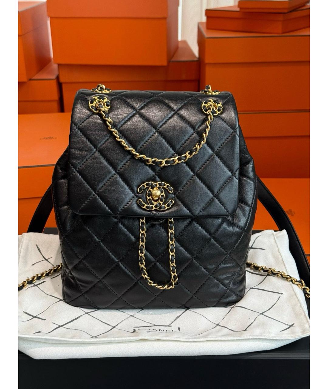 CHANEL Черный кожаный рюкзак, фото 9