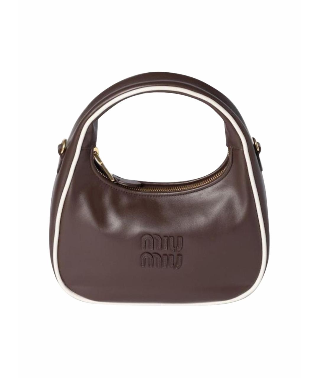 MIU MIU Коричневая кожаная сумка с короткими ручками, фото 1