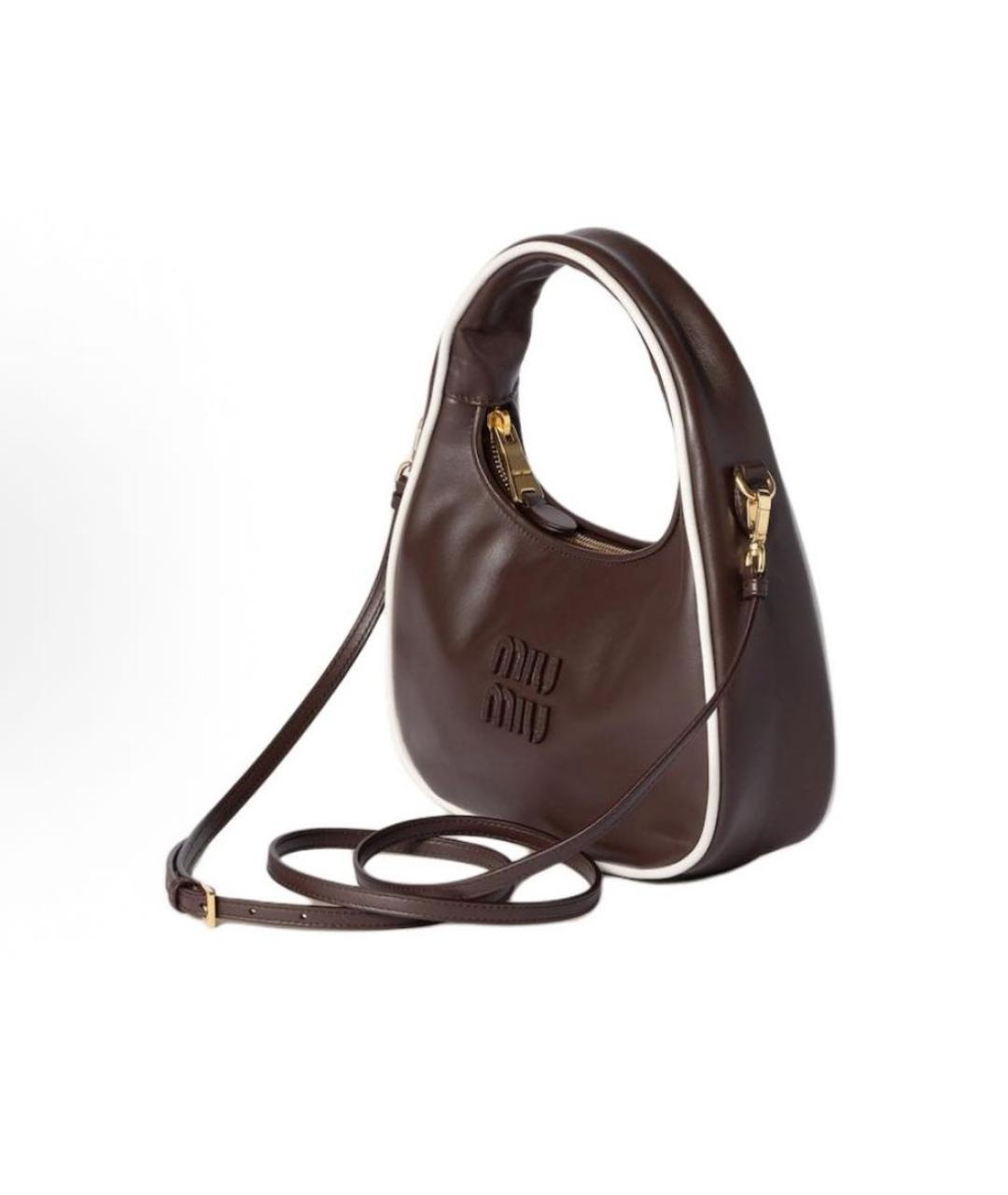 MIU MIU Коричневая кожаная сумка с короткими ручками, фото 2