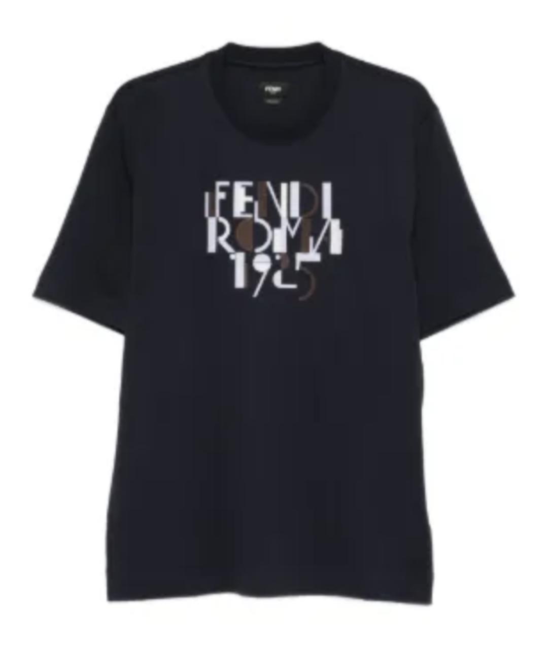 FENDI Темно-синяя хлопковая футболка, фото 1