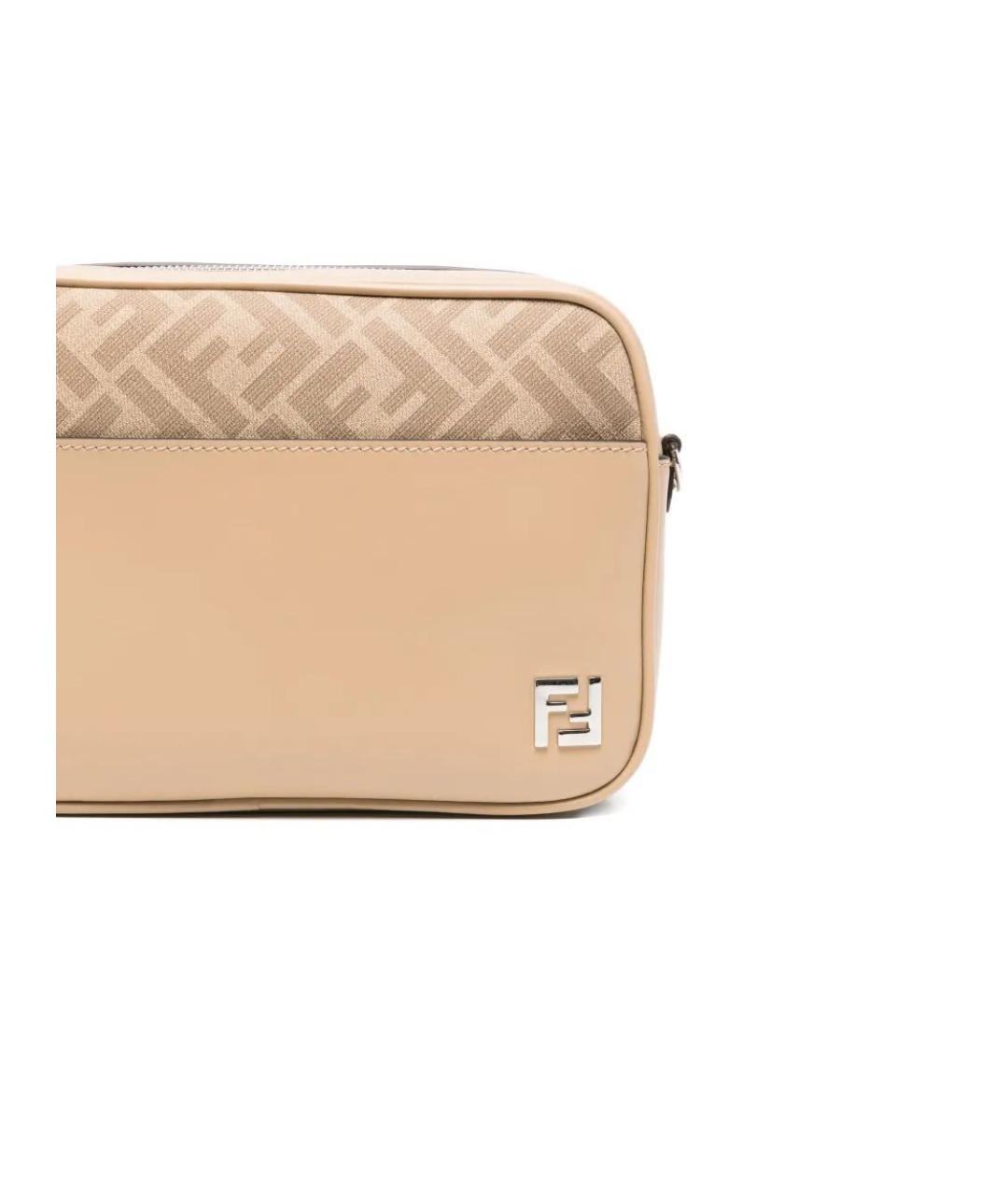 FENDI Бежевая кожаная сумка на плечо, фото 4
