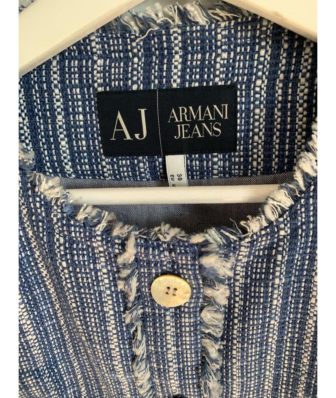 ARMANI JEANS Голубой хлопковый жакет/пиджак, фото 3