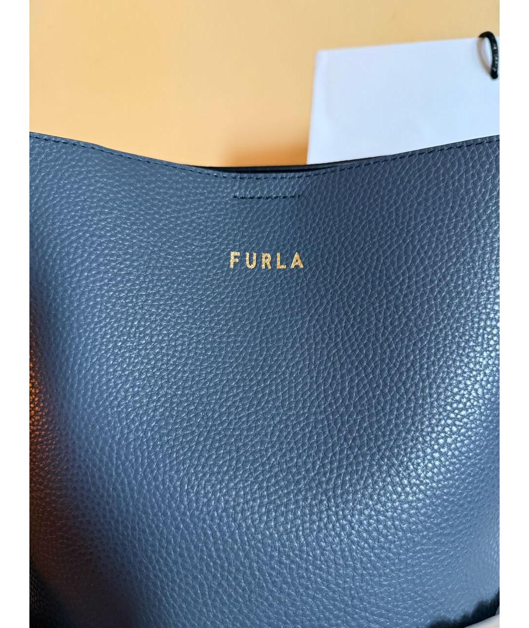 FURLA Темно-синяя кожаная сумка через плечо, фото 2