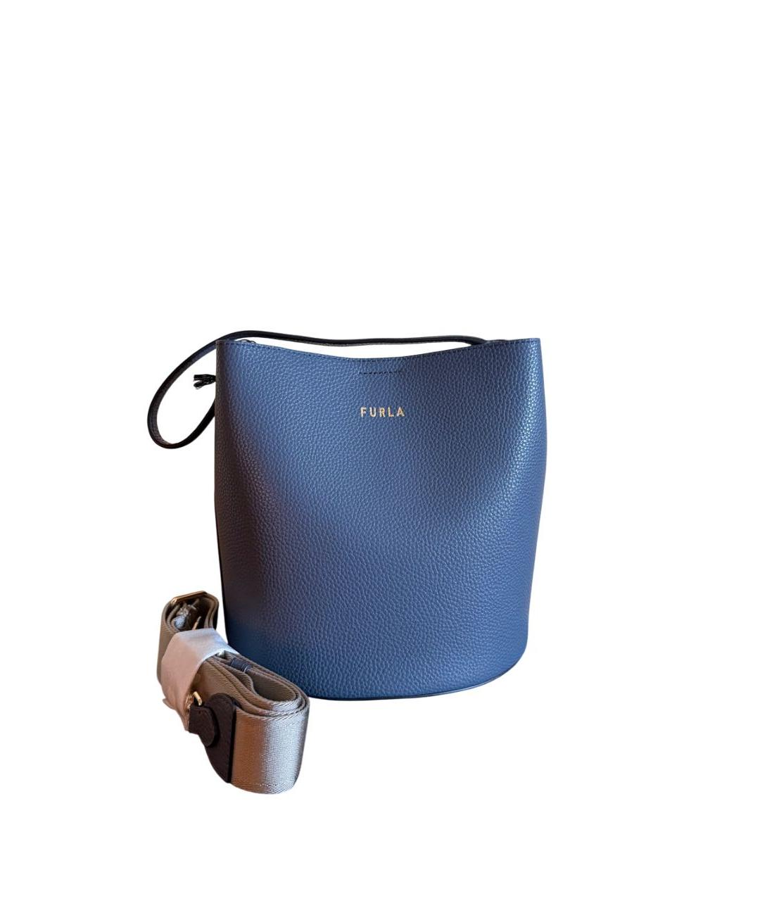 FURLA Темно-синяя кожаная сумка через плечо, фото 1