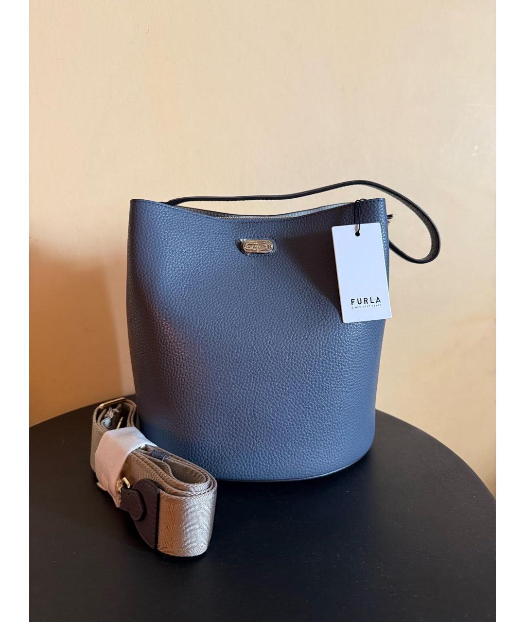 FURLA Темно-синяя кожаная сумка через плечо, фото 3