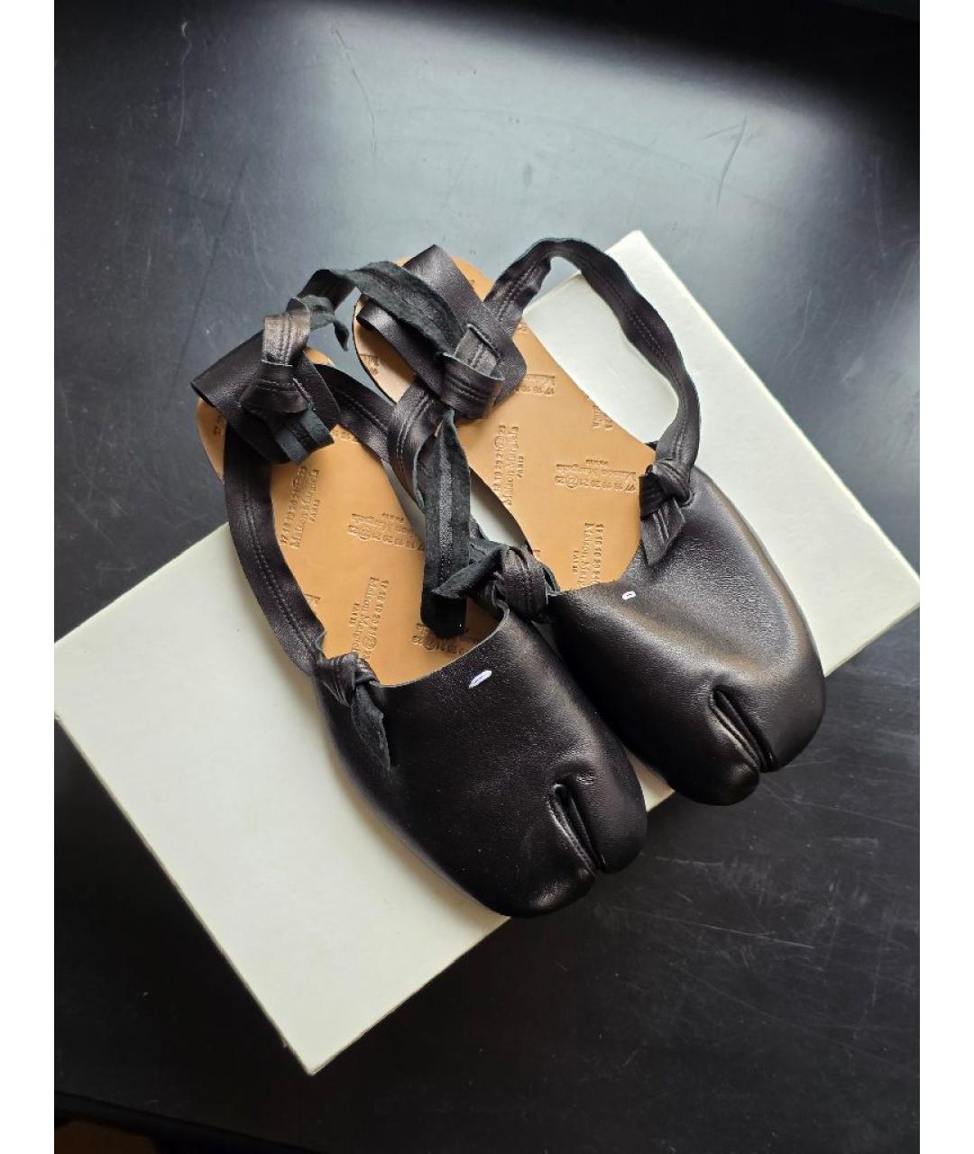 MAISON MARGIELA Черные кожаные босоножки, фото 6