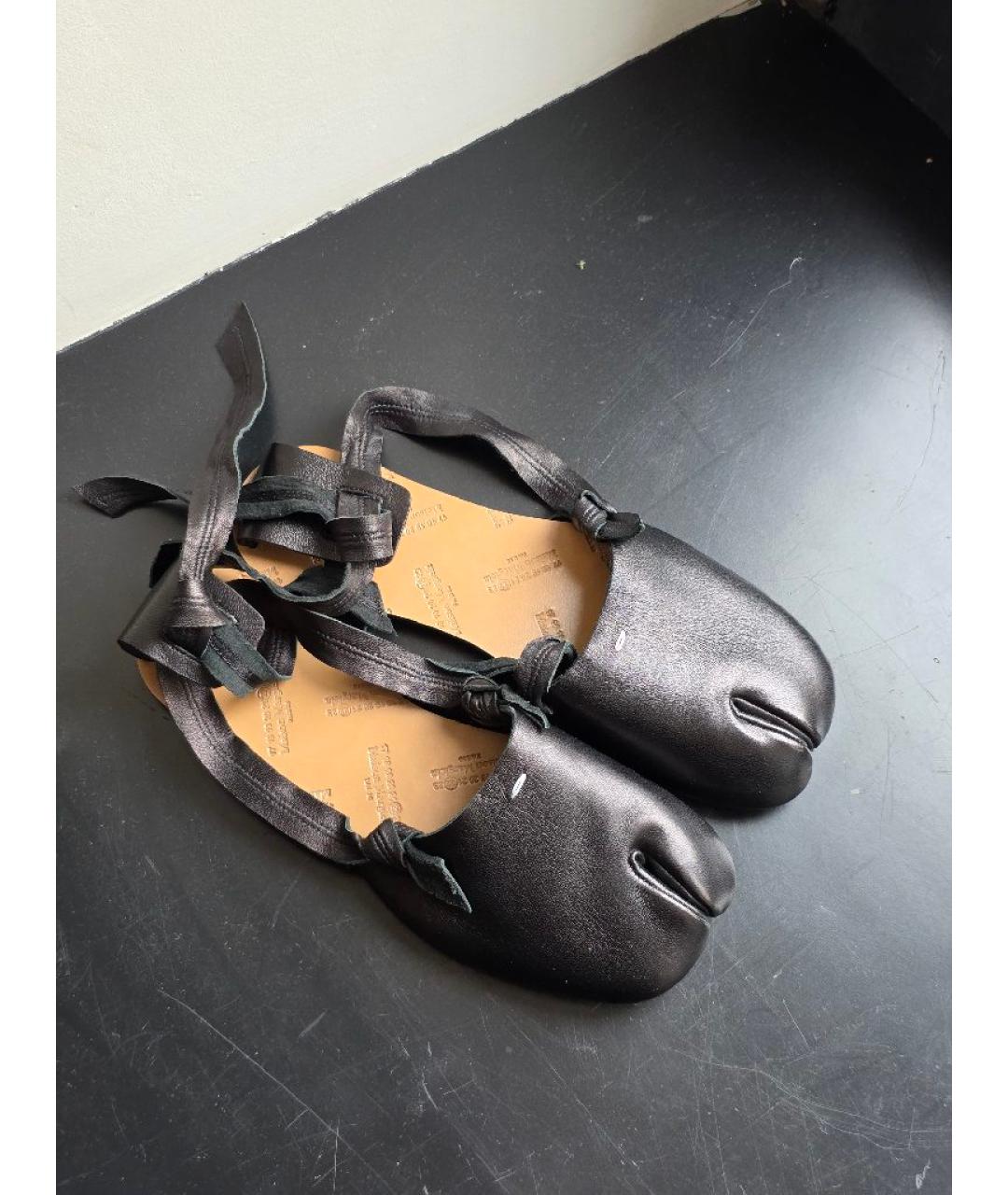 MAISON MARGIELA Черные кожаные босоножки, фото 3