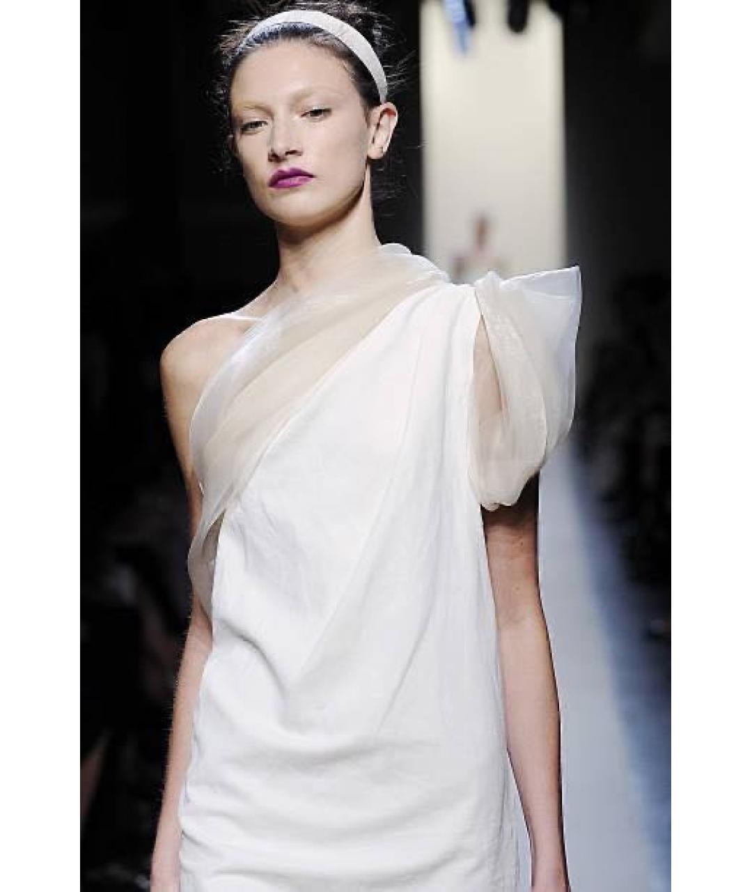 BOTTEGA VENETA Бежевое хлопковое коктейльное платье, фото 8