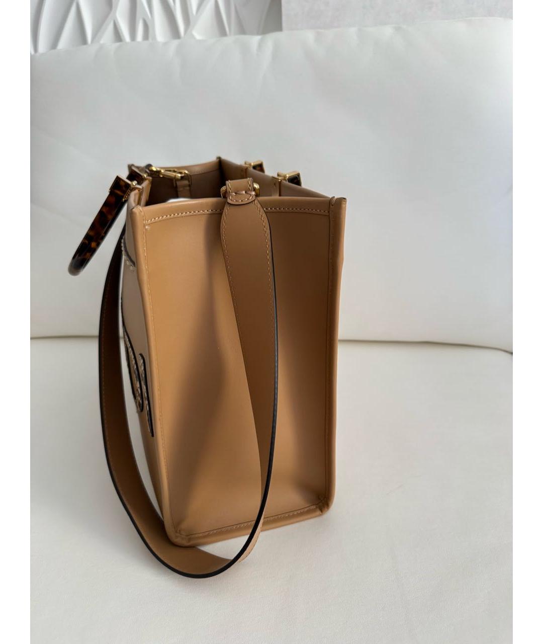 FENDI Коричневая кожаная сумка тоут, фото 5