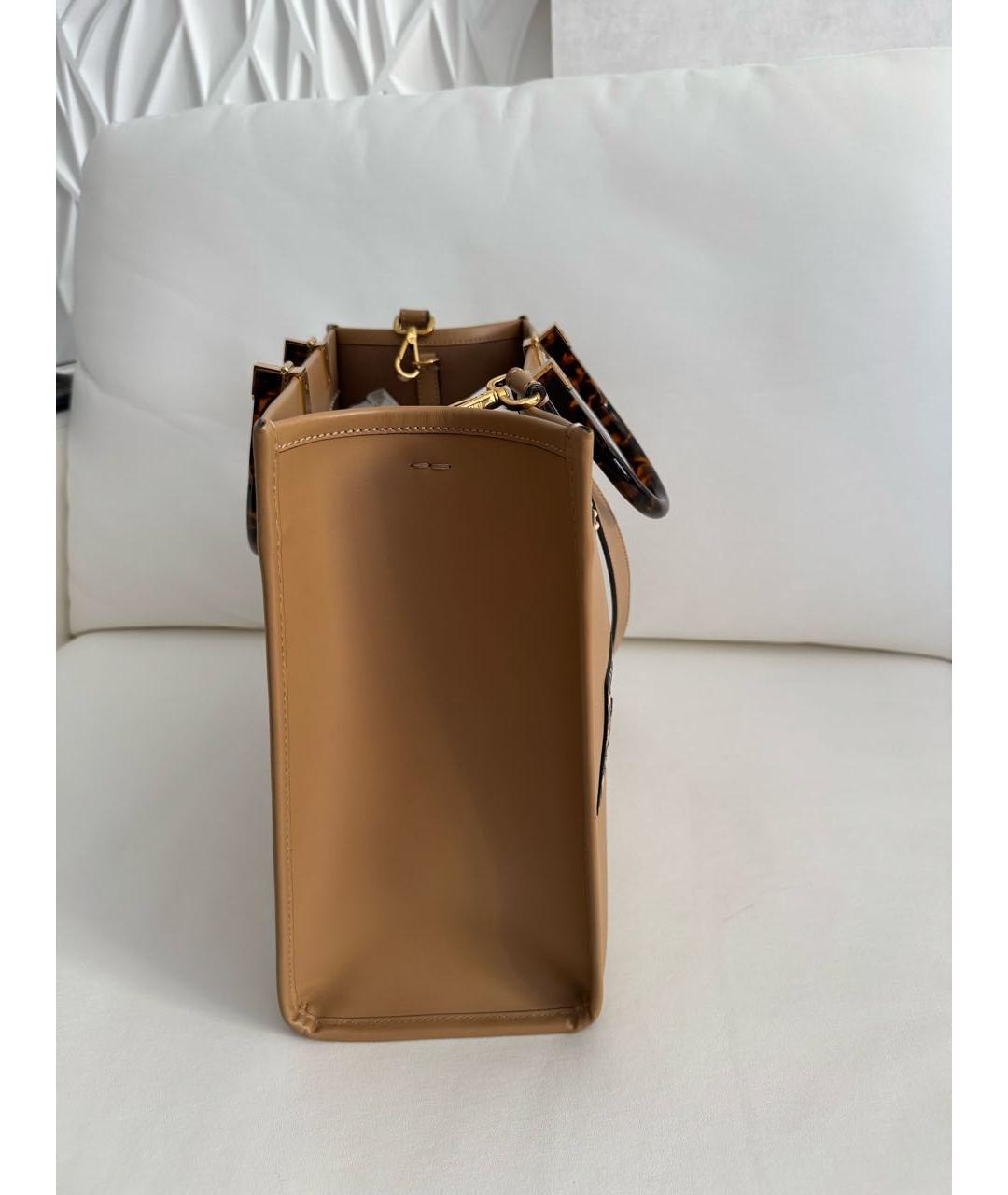 FENDI Коричневая кожаная сумка тоут, фото 3