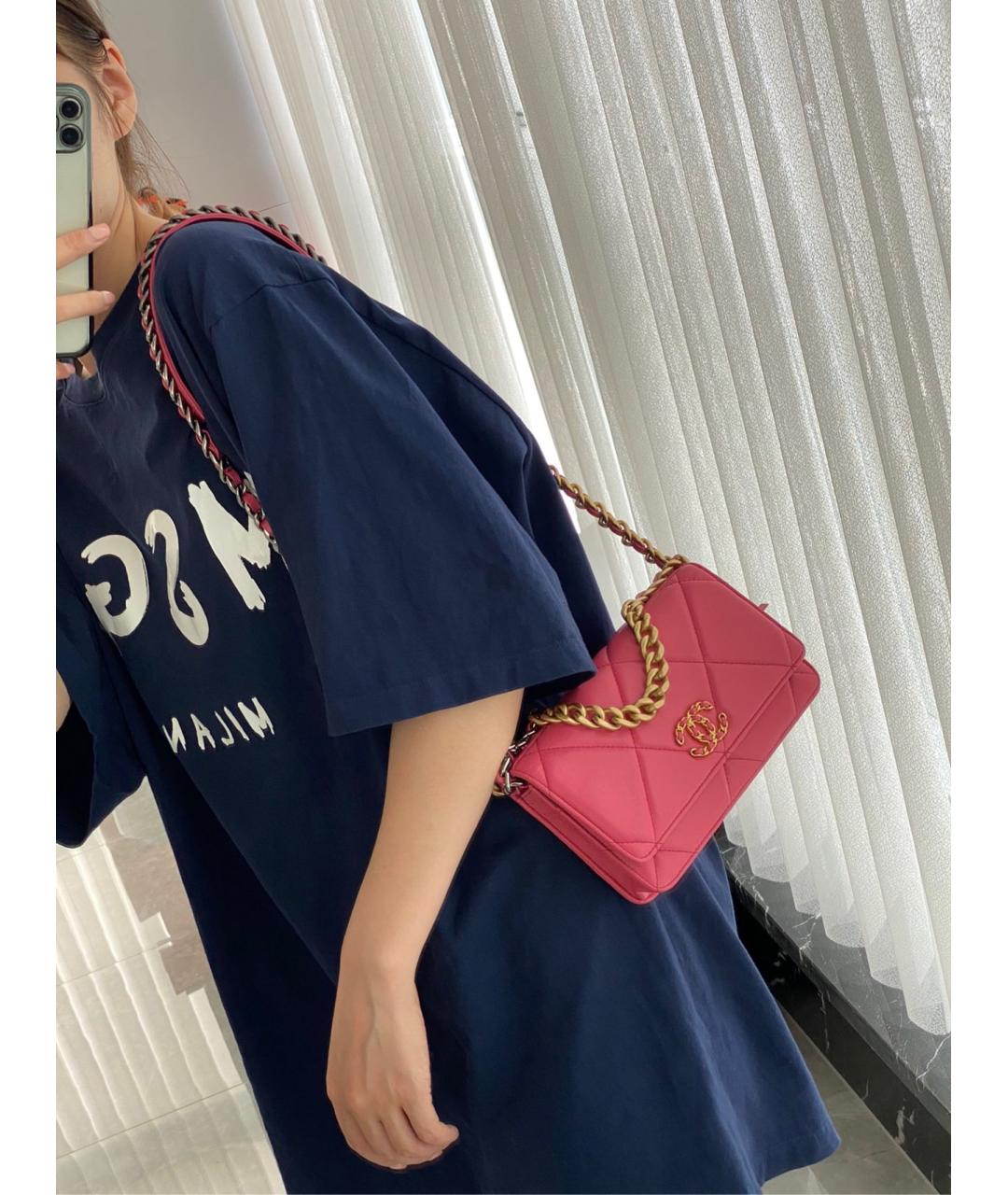 CHANEL Розовая кожаная сумка тоут, фото 8