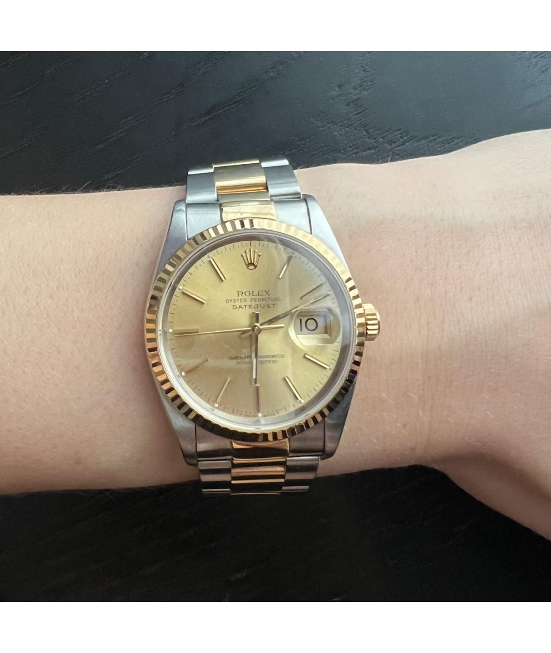 ROLEX Серые часы из желтого золота, фото 2