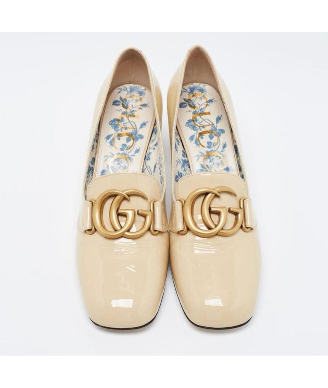 GUCCI Бежевые кожаные мокасины, фото 2