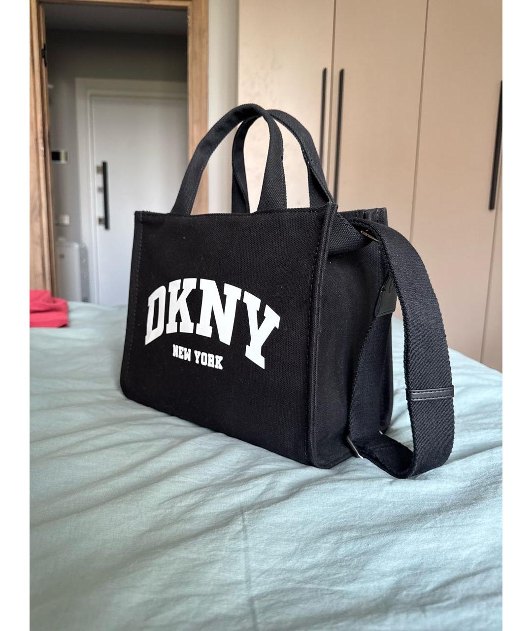 DKNY Черная льняная сумка тоут, фото 2