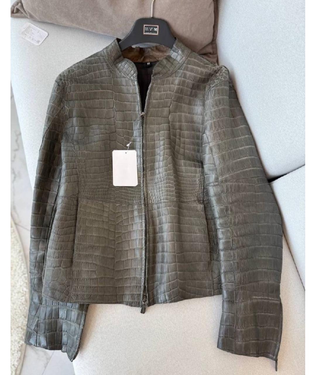 GIORGIO ARMANI Серая куртка из экзотической кожи, фото 6