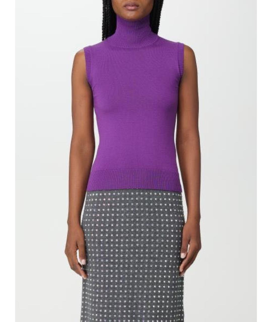 SPORTMAX Фиолетовая шерстяная жилетка, фото 2