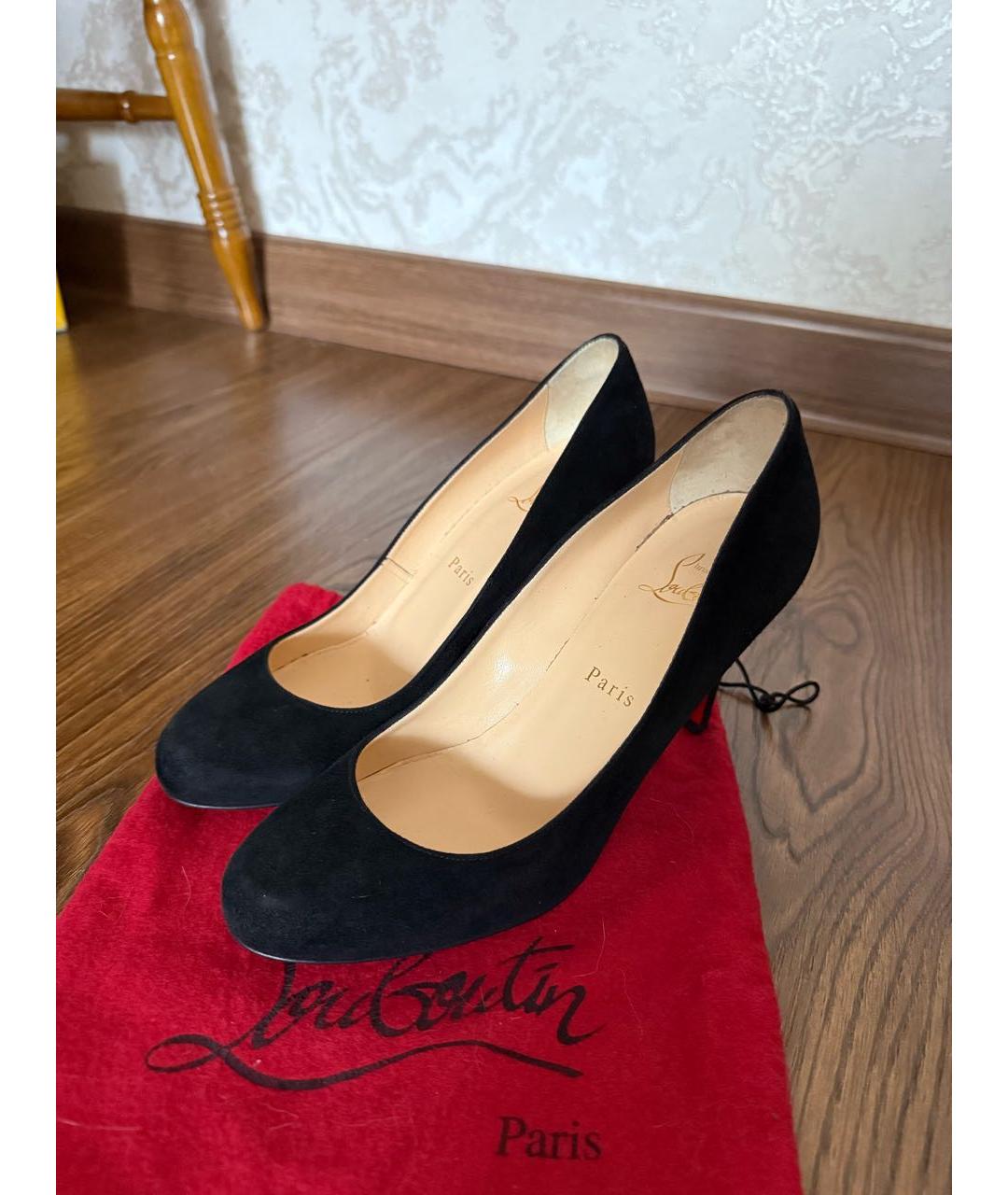 CHRISTIAN LOUBOUTIN Черные замшевые туфли, фото 5