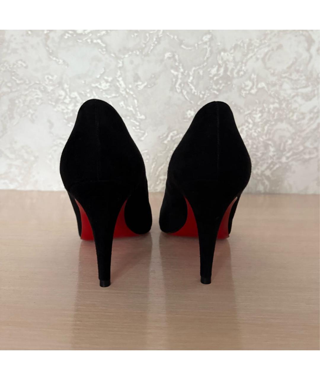 CHRISTIAN LOUBOUTIN Черные замшевые туфли, фото 4